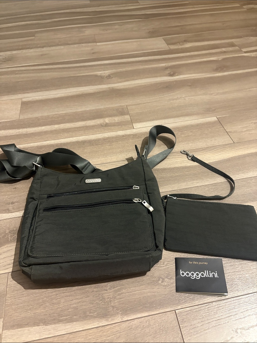 baggallini grey Crossbody Bag with Removable Wristlet